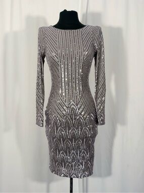 Aqua Dresses Silver Sequin Bodycon Dress